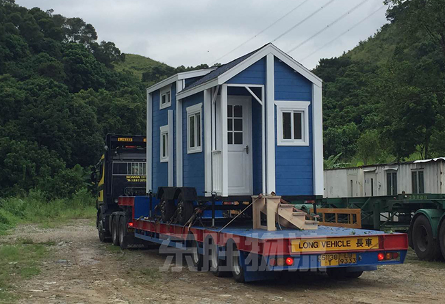 超長、超寬、超高貨物運輸?shù)桨拈T，澳門矮排車運輸案例圖